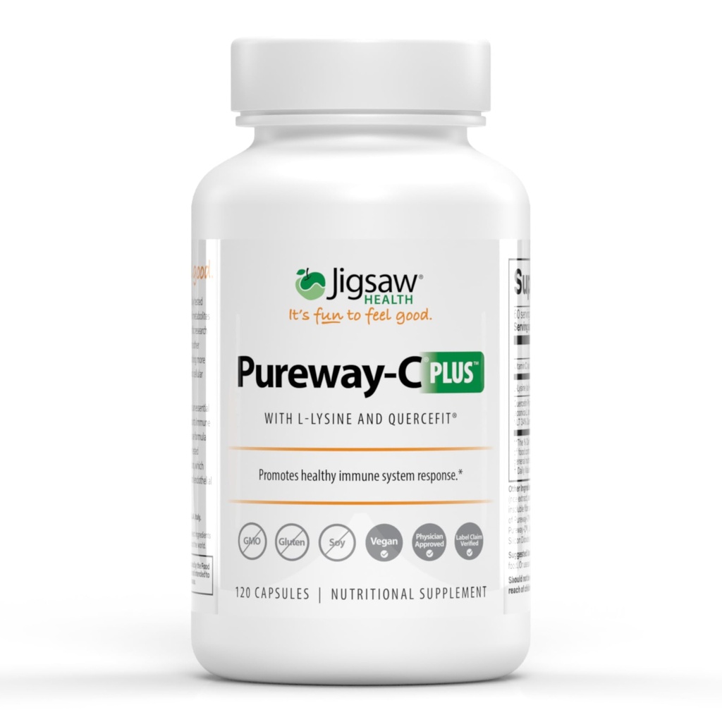 Jigsaw Health Pureway-C Plus | Vitamina C con L-Lysine e Quercetin | promuove la risposta sana del sistema immunitario | 120 capsule | 60 Servings