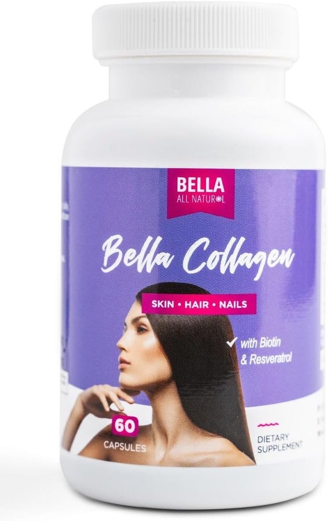 Bella Tutto Natural Collagen Colageno, Capelli, Pelle e Unghie, 60caps