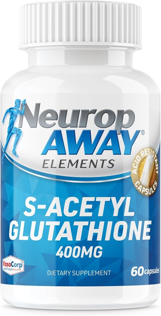 NeuropAWAY Elements S-Acetyl-Glutathione 400mg Acid Resistant Capsule 60ct (60 400mg Capsule Per Bottiglia) 3rd Party Testato Made in a cGMP Facility