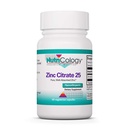 Nutrizione Zinc Citrate Supplemento - 25mg Zinco per Uomini e Donne, Supporto Immune, Pure, Ben assorbito, Ben tollerato, Trace Minerale, Capsule Vegetariani - 60 Conte