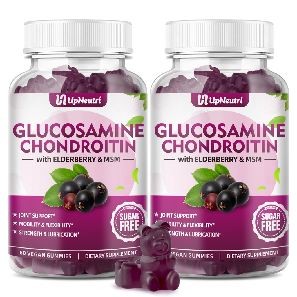 GGlucosamina Condroitina Gummies Zucchero Libero, Extra Forza 1500mg Glucosamina con Condroitina MSM & Turmerico, Supporto Congiunto Integratore per la Salute Giunta Uomo & Donne (120 Conteggio (Pack of 2))
