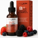 Liquido ad alta resistenza B12 Gocce di vitamina - Vitamine B12, B6, B3- Vegan e Non OGM- Energia istantanea, Focus & Metabolismo Supporto con tè verde, Carnitina & Ginkgo Biloba- alternativa al complesso B