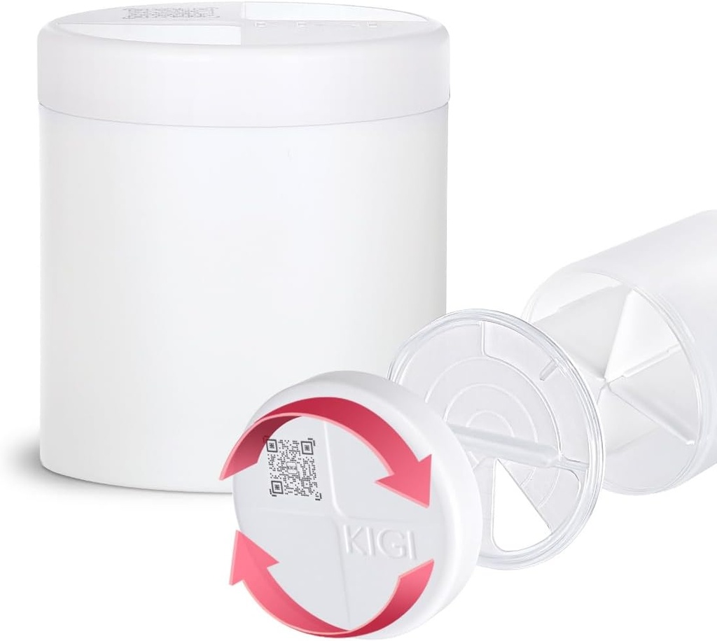 Extra Large Supplement Organizer con 4 scomparti Dispenser facile aperto Pillola Medicina mensile Vitamine organizzatori Pillole di stoccaggio bottiglie, Bianco