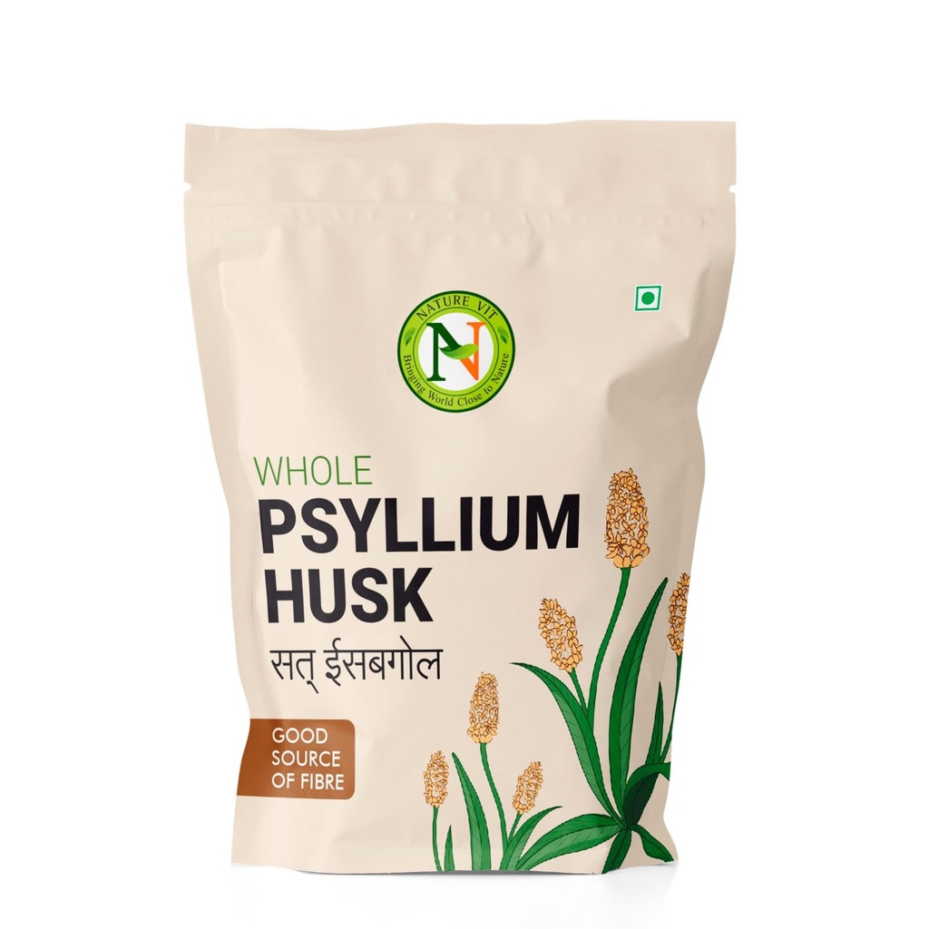 NatureVit Psyllium Whole Husk, 200g [Sat-Isabgol] [Fiber Supplement, Perfect for Keto Bread and Gluten Free Baking]