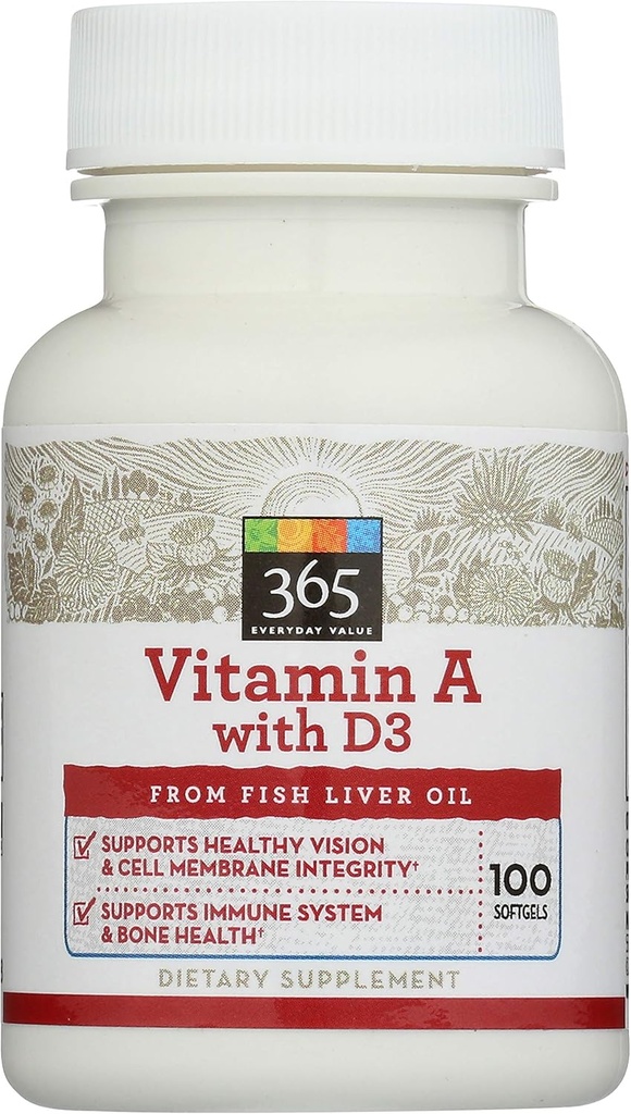 365 da Whole Foods Market, Vitamina A con D3, 100 ct
