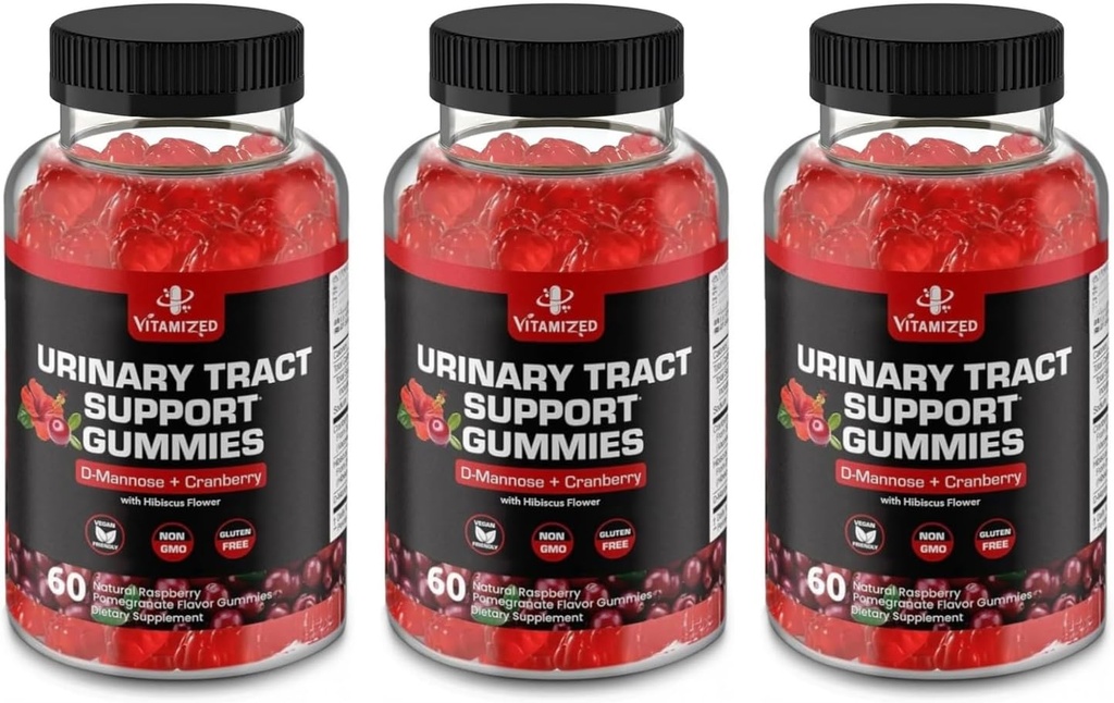 Potent Cranberry Gummies 1500mg con D Mannose - Salute del tratto urinario per le donne e gli uomini, Flush e la vescica urinaria Integratori di supporto ad azione rapida con polvere di isbisco, 180 Conte