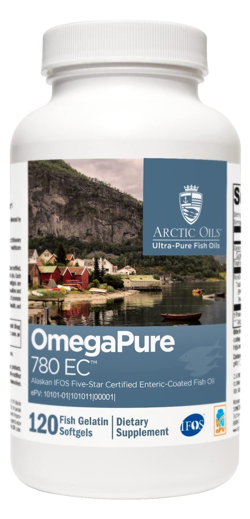 XYMOGEN OmegaPure 780 EC - Alaskan IFOS Certificato a cinque stelle Omega 3 Fish Oil - EPA DHA Fish Oil Supplement- Support Cardiovascular and Brain Health (120 Enteric-Coated Softgels)