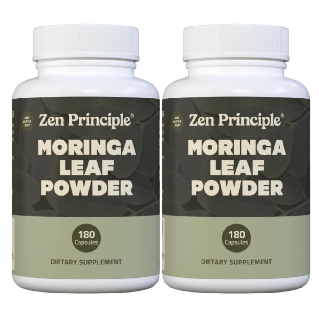 Principio Zen Organic Moringa Oleifera. Ultra-Premium. Fornisce un All Natural Energy Boost e Multi-Vitamin. Un Superfood crudo, Vegan, No OGM e Gluten Free. 360 capsule.