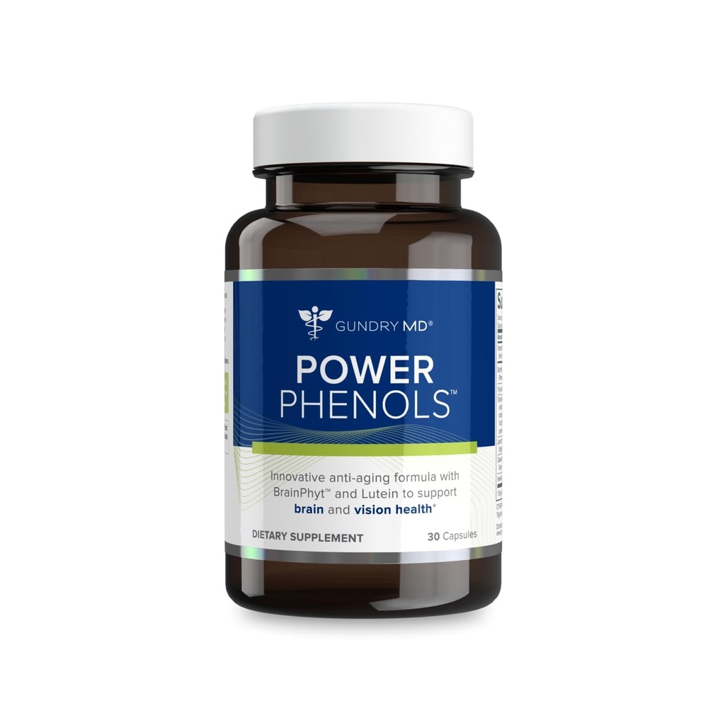 Gundry MD Power Phenols Brain Health Supplemento per cognizione, messa a fuoco, motivazione, produttività e energia - (30 Serve)