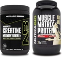 NutraBio Creatina monoidrato, non aromatizzato, (300 g) e polvere proteica matrice del muscolo, (Vanilla) supplemento Bundle – energia muscolare, crescita massima, recupero e resistenza