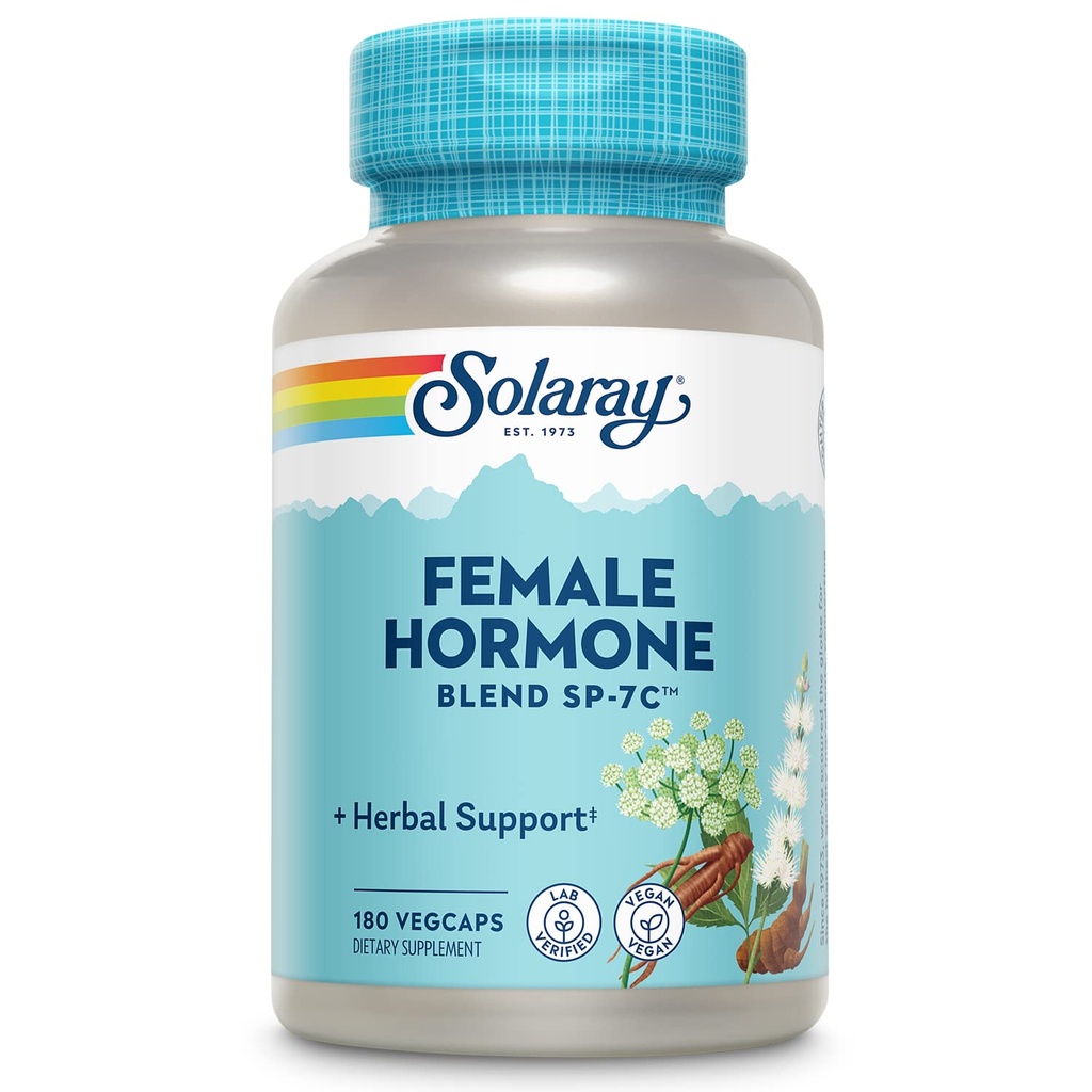 SOLARAY Miscela di ormone femminile SP-7C, Miscela di erbe Include Cohosh nero, Dong Quai, Fiore della passione, Palmetto segato, Yam Wild & More 180 VegCaps