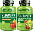NATURALO Vitamina C Capsule, 90 Conta Vitamina B Complesso 120 Conta