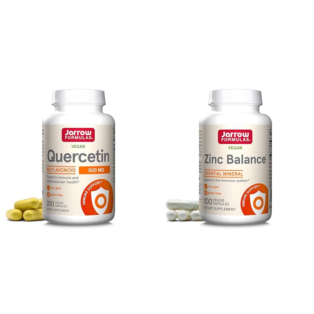 Jarrow Formulas Quercetin 500 mg-Bioflavonoid-Quercetin Integratore alimentare-200 Serve - Supporta la funzione cellulare sana & Zinc Balance 15 mg-100 Serve - Compresi rame-Essential Mineral