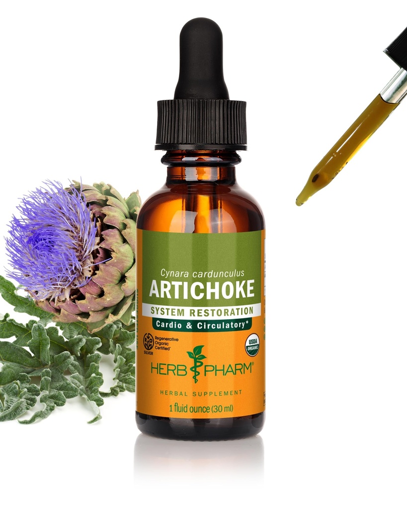 Estratto di liquido di carciofo organico certificato di Herb Pharm per il supporto cardiovascolare e circolatorio - 1 oncia