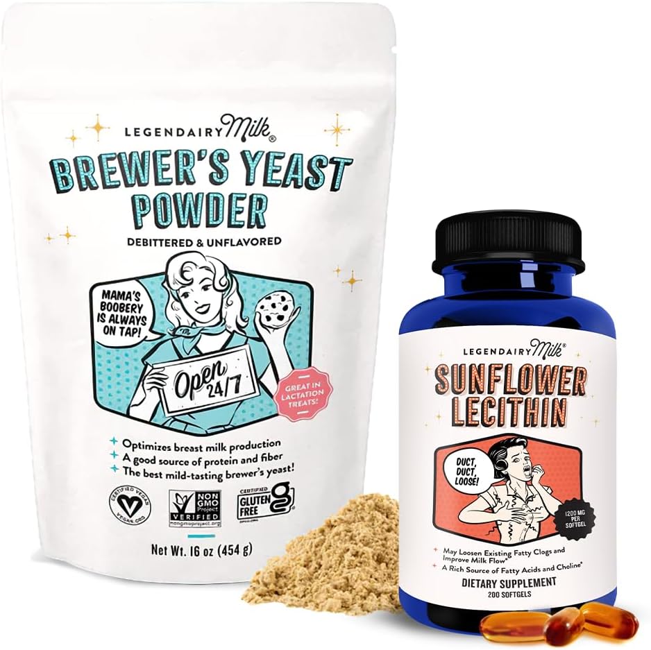 Latte Legendairy Lecitina di girasole + Polvere di lievito di birra - Supplemento di lattazione per aumentare la fornitura di latte materno e il supporto di latte intasato