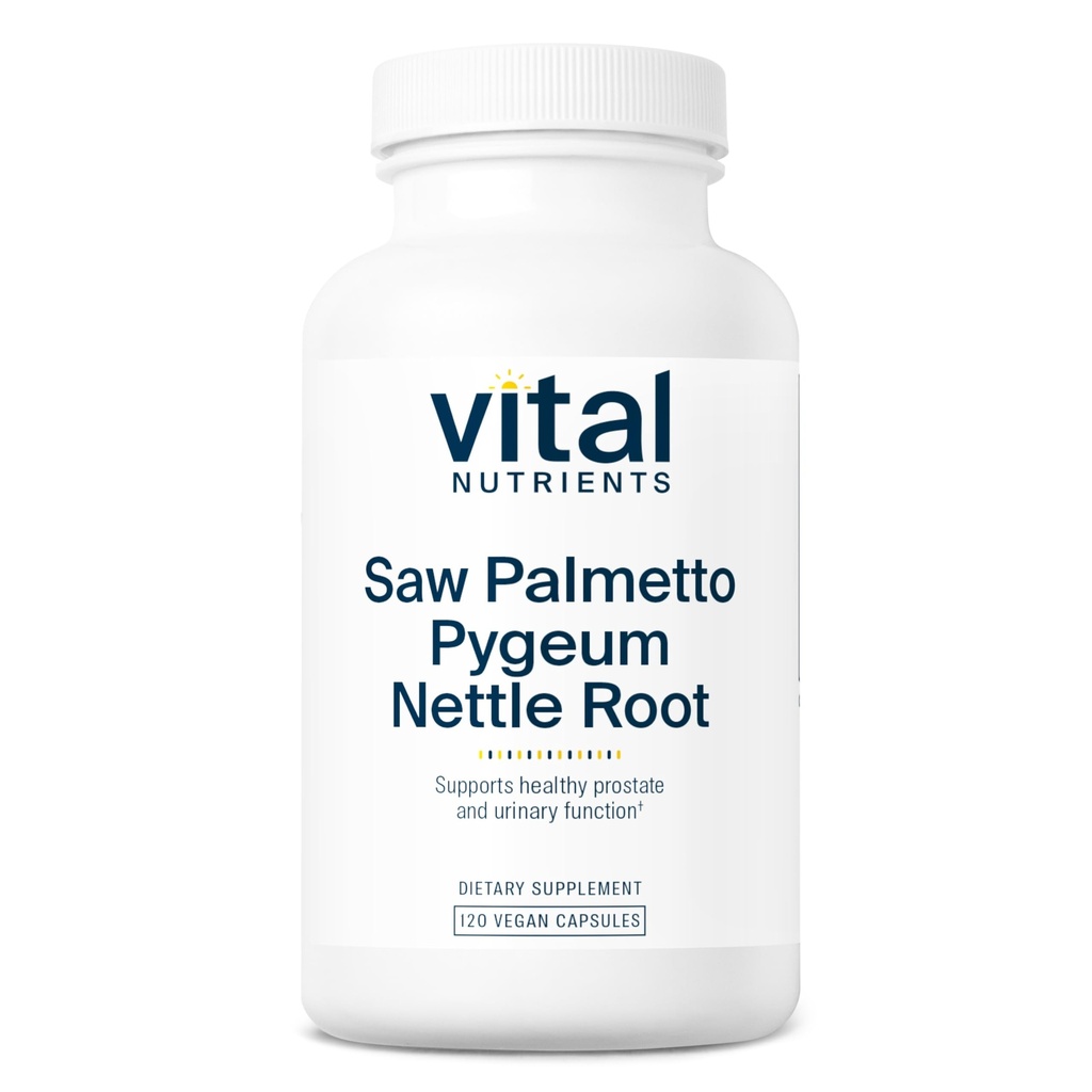 Vital Nutrients Saw Palmetto con Pygeum & Nettle Root - Vegan Saw Palmetto per gli uomini Supporta la sana funzione della prostata* - Glutine, Latticini, Soia Free - 120 Capsule