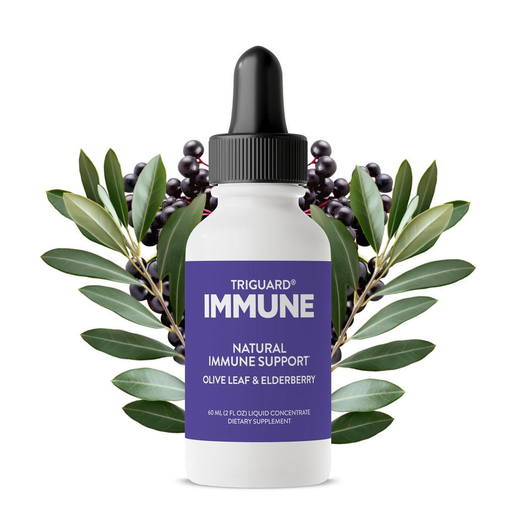 Triguard Plus Concentrate | Argento Colloidale, Estratto di sambuco di sambuco e foglie di oliva, 3-in-1 Supporto Immune Liquido | Potente Sistema Immune Booster | Grande Gusto - 3.4oz / 100ml, Made in USA