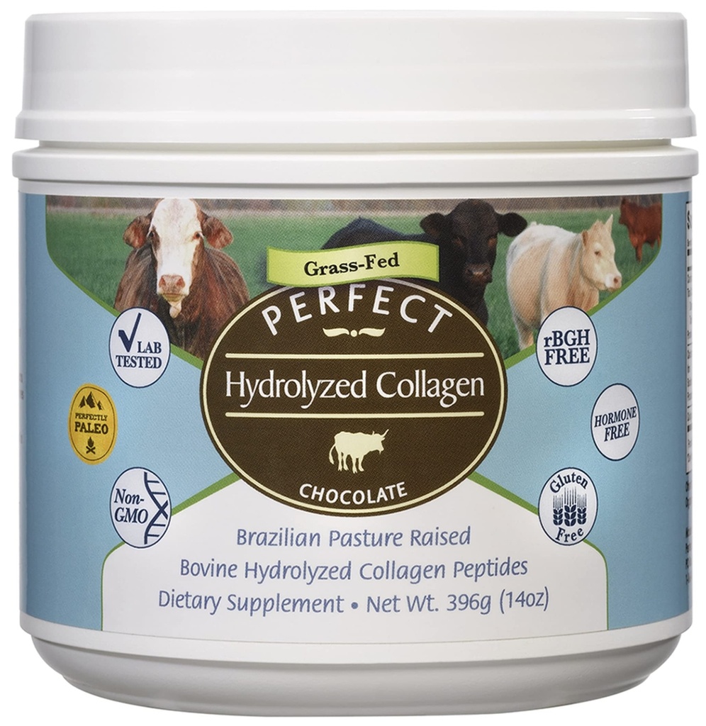 Integratori perfetti - Cioccolato di collagene idrolizzato perfetto – 396 Grammi – Peptidi di collagene idrolizzati bovini – Pesticidi & ormone Free – Pastura brasiliana