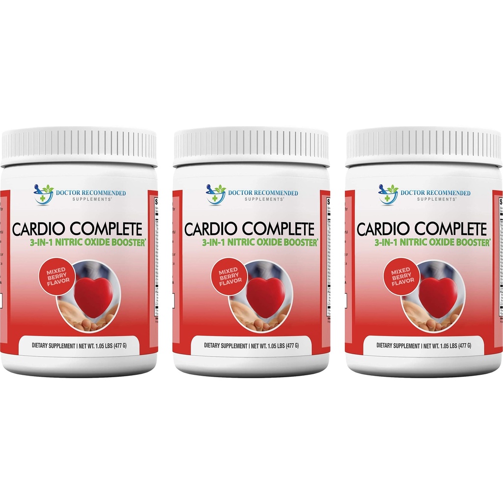Cardio Complete - Heart Health Support Powder Supplement - 3-in-1 Nitric Oxide Booster con 5000 L-Arginina, 1.000mg L-Citrullina e Hawthorn Berry