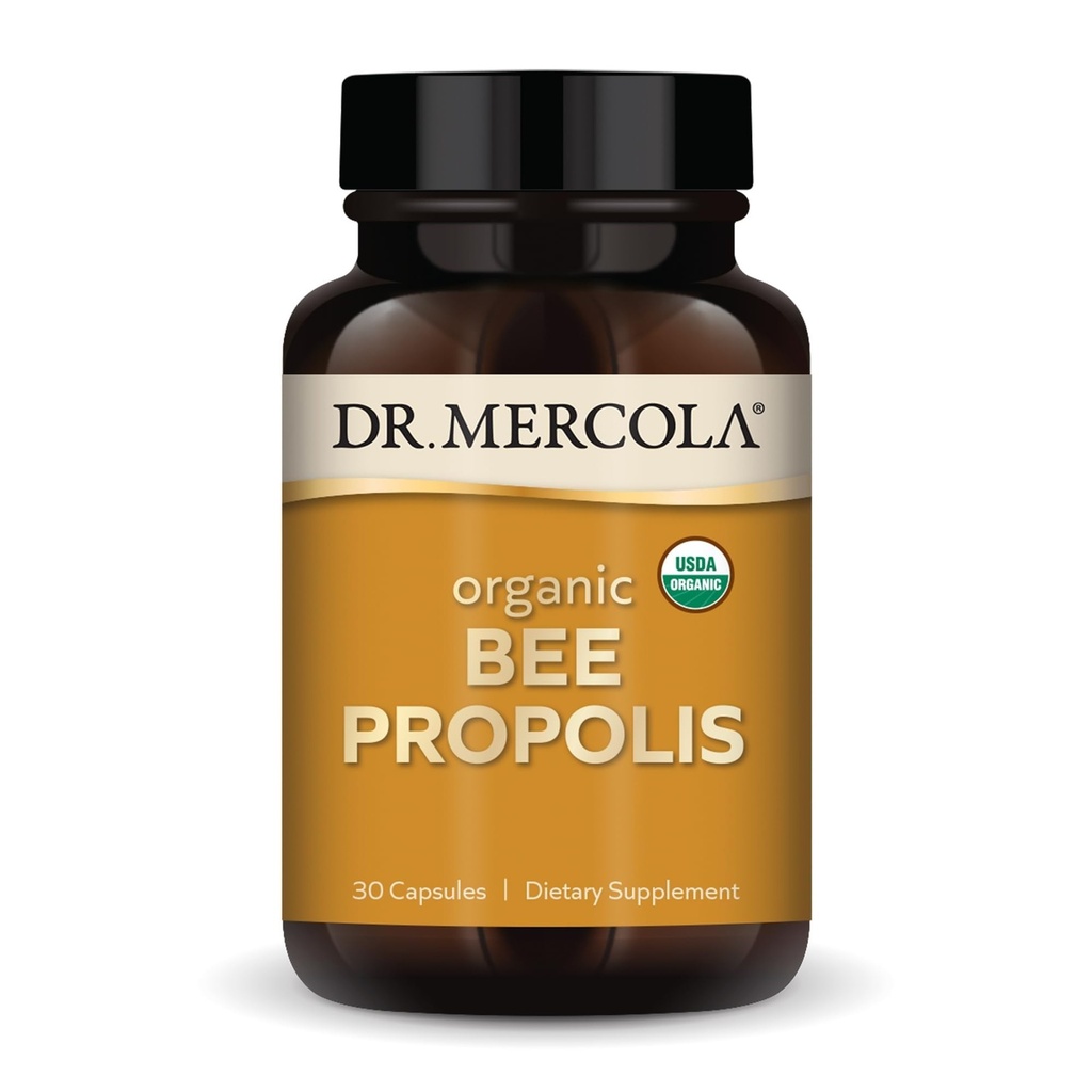 Dr. Mercola Organic Bee Propolis, 30 Serve (30 capsule), Integratore alimentare, Supporta la salute respiratoria, Non OGM, Certificato USDA Organic
