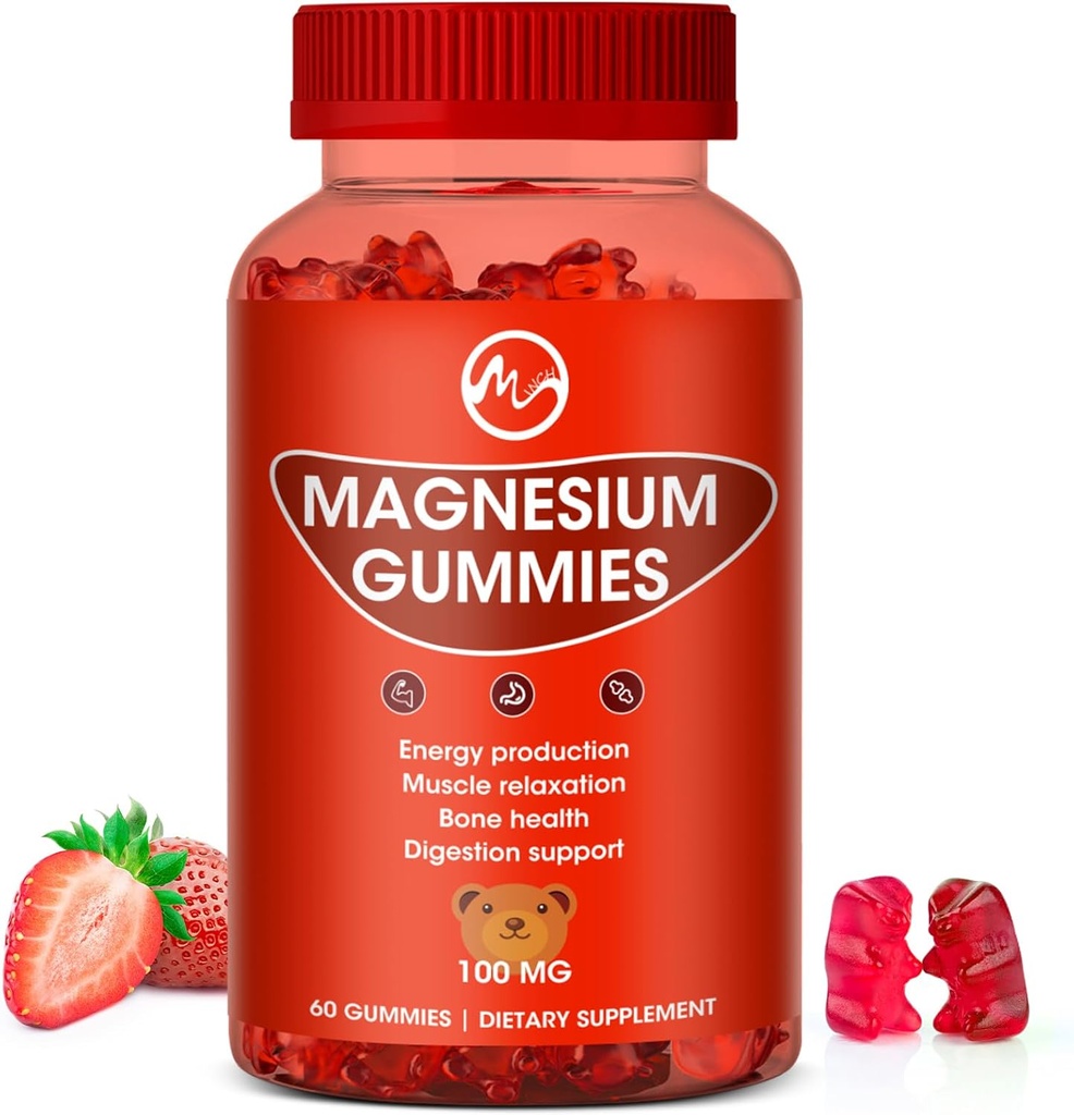 Magnesio Gummies 100mg ad alta resistenza - Gummies fruttato orso gommoso, integratori minerali sani promuove il muscolo, l'energia e la digestione