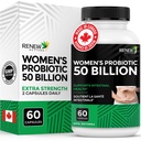 RENEW ACTIVES Probiotics for Women 50 Billion CFU per 2 capsule – MAKTREK Technology, 4 Probiotic Strains & Prebiotic Blend – Supporta la salute della digestione & Gut Flora Balance – Made in Canada– 60 capsule