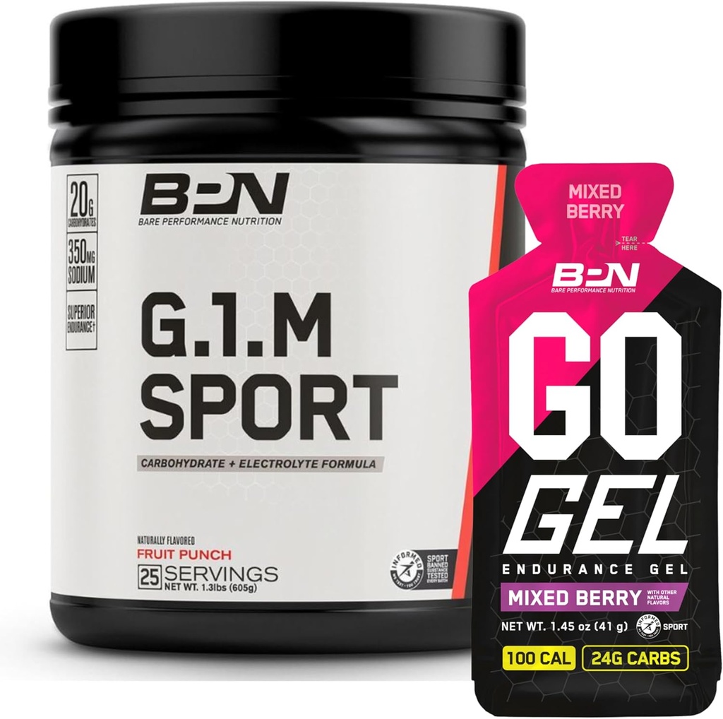 BARE PERFORMANCE NUTRITION BPN G.1.M. Sport Endurance Training Fuel & Go Gel Endurance Gel Misto Berry Bundle