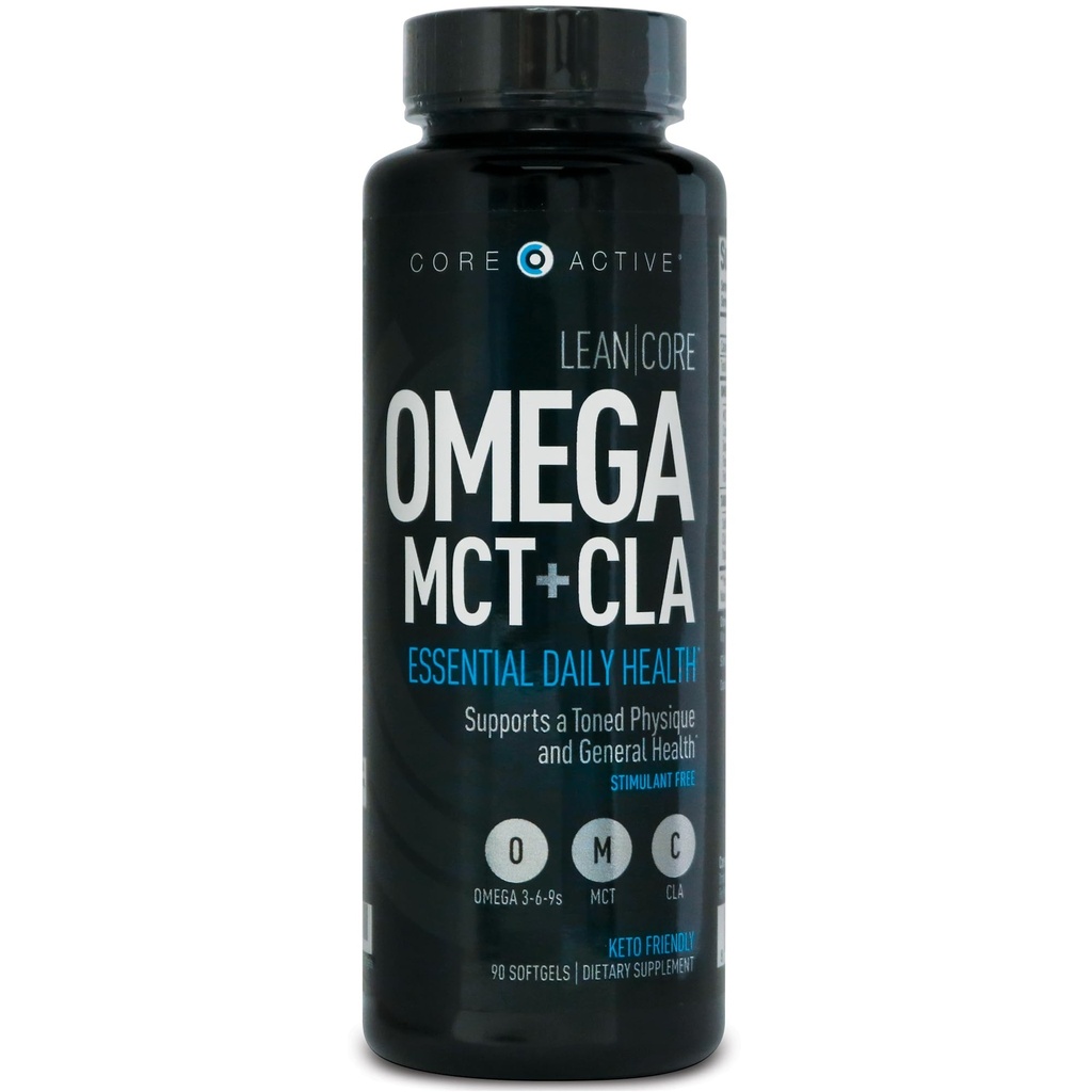 Lean CORE Omega MCT + CLA - Stimulant Free Health Formula, muscolare magra & Fisica tonica, Omega 3-6-9 acidi grassi - Flaxseed Fish Oil- Coconut Oil- Keto Friendly 30 giorni di alimentazione (90 Softgels)