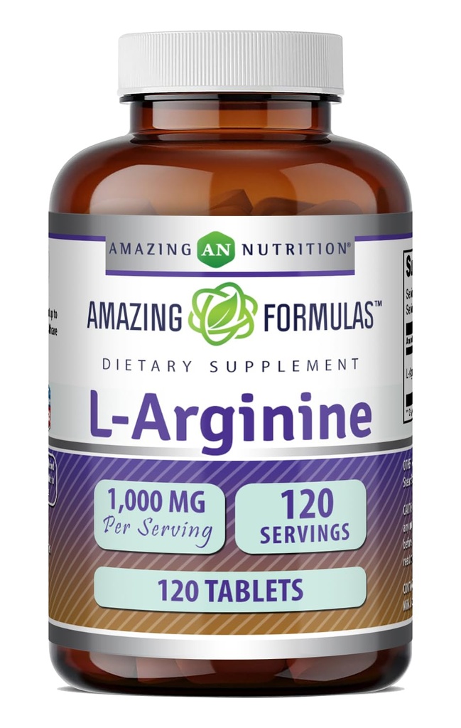 Incredibile Formulas L-Arginina Supplemento | 1000 Mg Per Serving | Compresse | Aminoacido Supplemento per le donne & uomini | Non-GMO | Gluten Free | Made in USA (1 Pack | 120 Count)