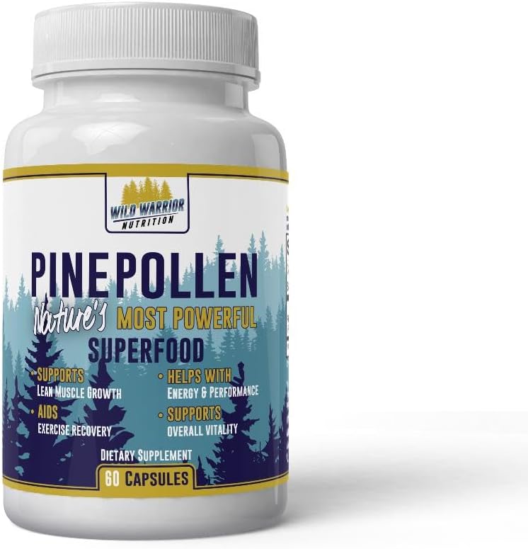 Salute quotidiana Pino Polline 600mg Vegan Gluten Free Non OGM Natural Superfood Vitamine Minerali Integratore alimentare 60 capsule - 1 mese di fornitura
