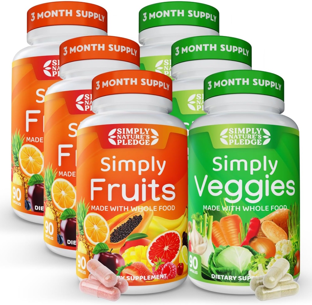 Semplicemente il Pledge della Natura - Confezionato con 42 diversi frutta e verdura - 3 mesi di fornitura - fatto con Superfoods di cibo intero - con Aloe Vera – 100% Soy Free - 540 capsule