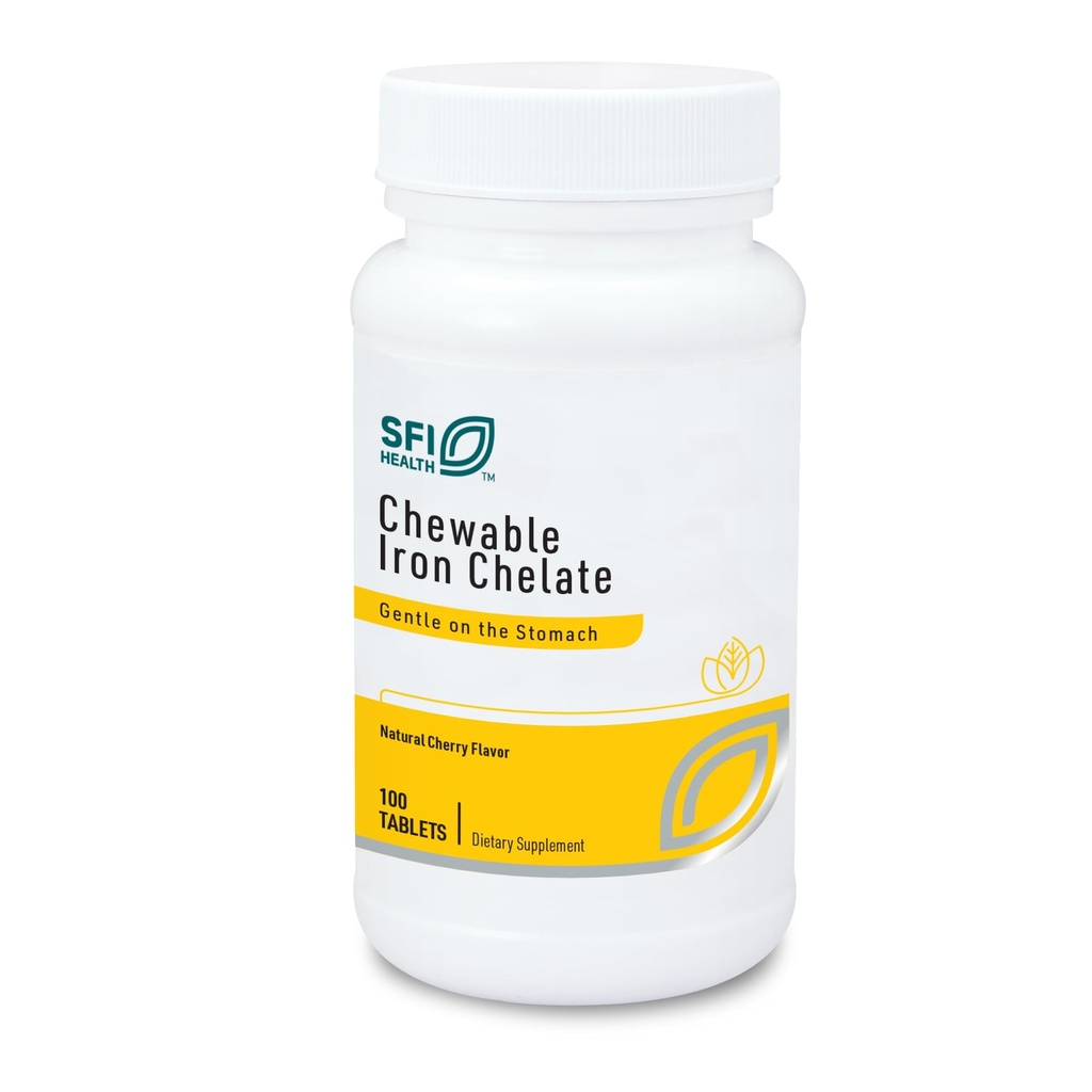 Klaire Labs SFI Health Chelate Iron Chewable - 30 Milligrams Elemental Iron, Easy on The Stomach & Hypoallergenic, Natural Cherry Flavor (100 compresse)