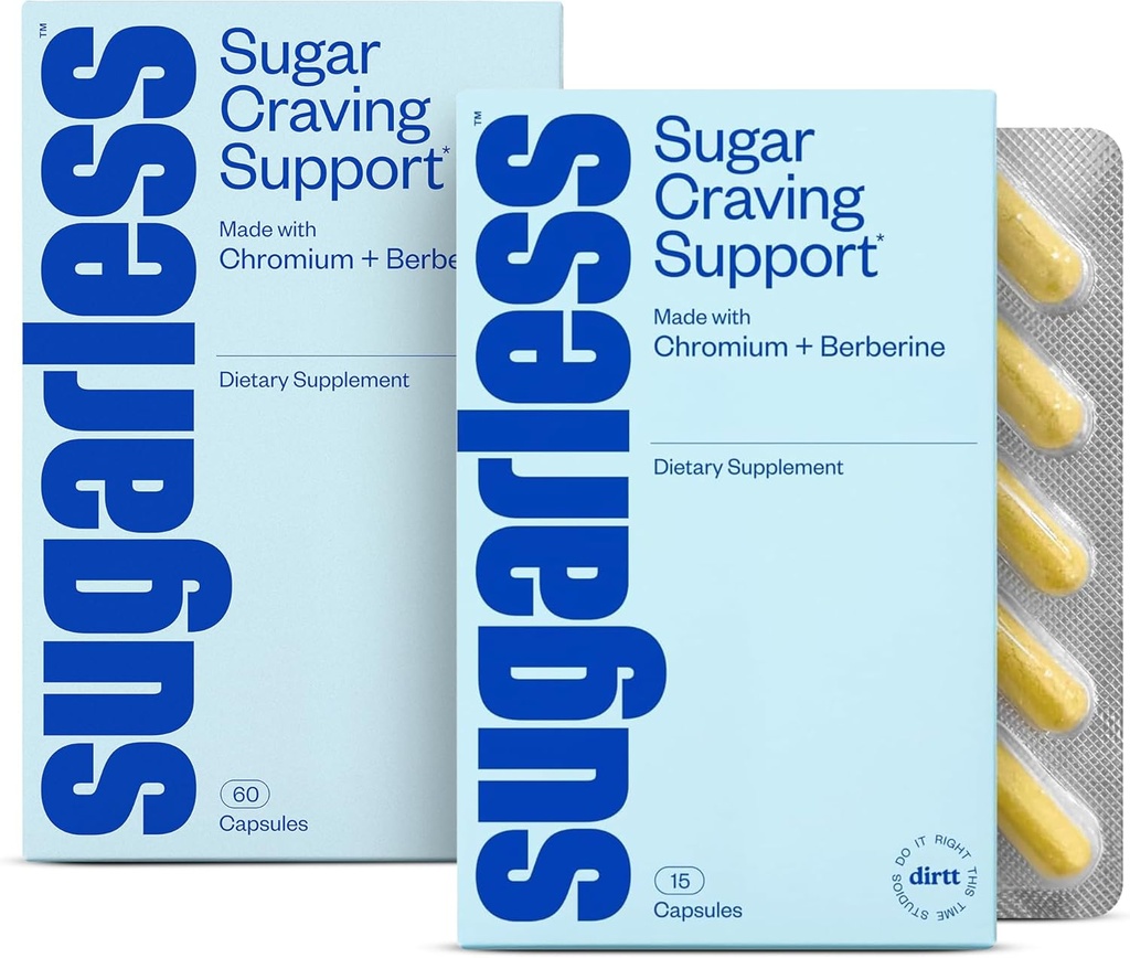 Senza zucchero Stop Cravings Supplement Bundle - Blocco di Craving naturale con Berberina, Cromo, CoQ10 & L-teanina - 30 Count & 15 Count Travel Sizes, Non-GMO & Gluten-Free