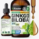 BIO KRAUTER Ginkgo Biloba Estratto - Liquid Ginkgo Biloba Integratori per Cervello - Vegan, Alcol & Sugar Free - 2 Fl Oz