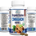 Cannella di Ceylon Organico - 1000mg per Serving, Integratore di Cannella Vero Organico Certificato, Antiossidante, Assorbimento Veloce - 60 compresse