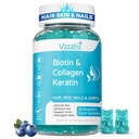 Biotin Gummies con Collagen & Keratin per Chiodi per Capelli - Supporta la crescita dei capelli e chiodi più forti, Donne Uomini, Bambini - 60 Blueberry Gummies aromatizzati