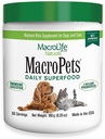 MacroLife Naturals MacroPets Greens Superfood Supplemento polvere Topper per il gatto del cane Piccolo mammifero, Nutrizione naturale Boost Probiotics Enzimi digestivi Vitamina E - Immune Gut Health & Energy - 6.35oz
