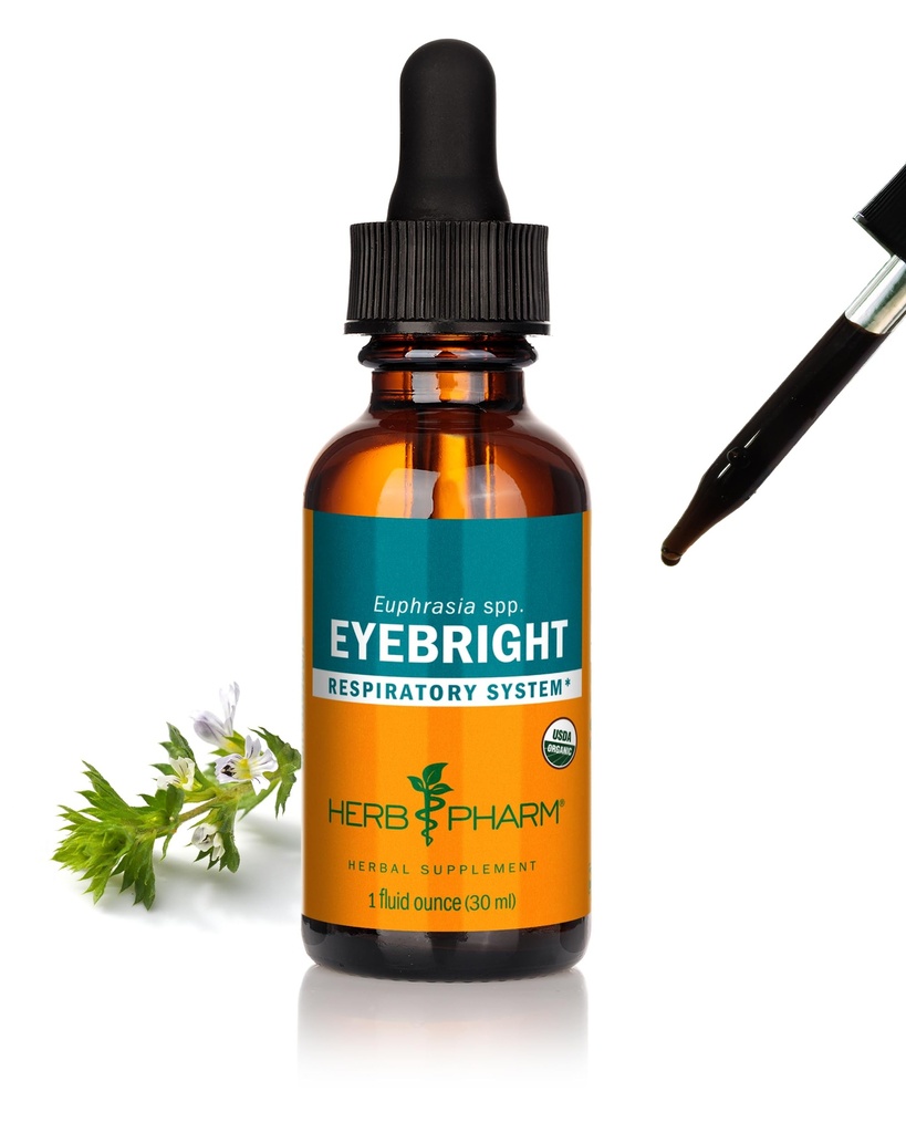 Estratto di liquido oculare organico certificato di Herb Pharm per il supporto del sistema respiratorio - 1 oncia, chiaro
