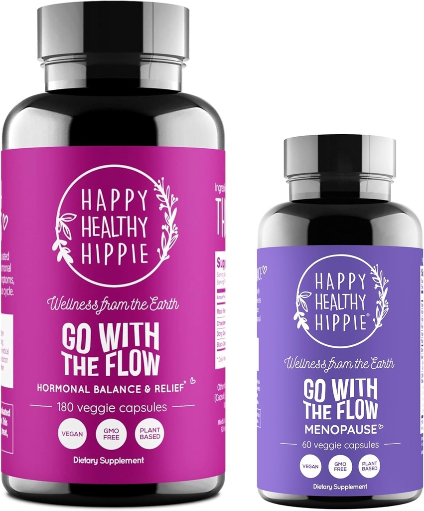 Happy Healthy Hippie Vai con il supporto menopausa flusso & Vai con l'equilibrio ormone flusso per le donne (180ct)