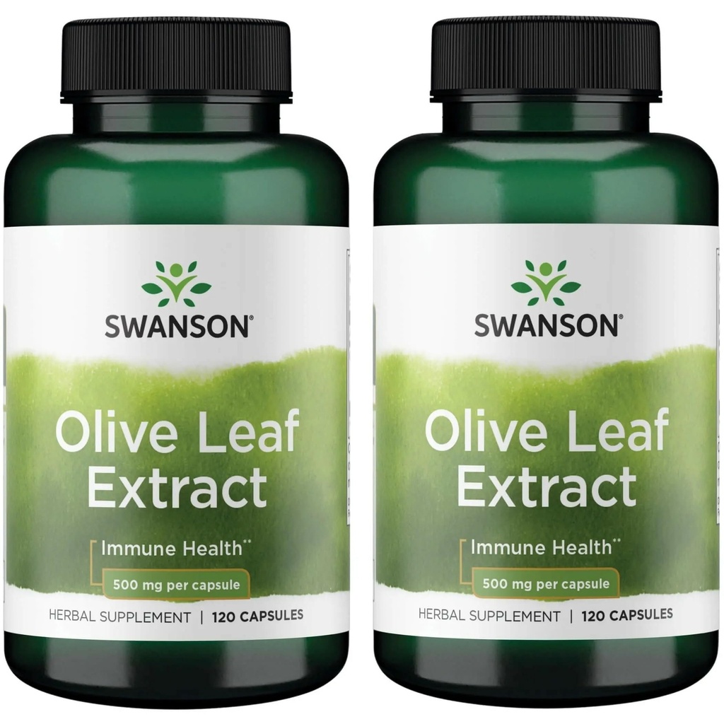 Estratto di foglie di oliva Swanson con 20% Oleuropein - (120 capsule, 500 mg ogni) 2 bottiglie