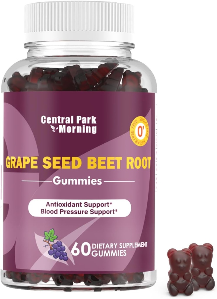 Gummie di energia della barbabietola di zucchero di semi d'uva, ossido nitrico e supporto della pressione sanguigna, estratto di semi d'uva & Gummie di radice di barbabietola non OGM, aroma di uva