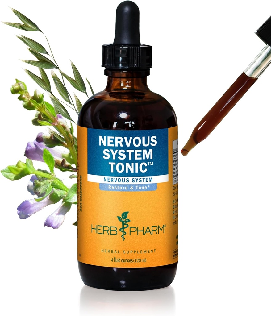 Herb Pharm Nervous System Tonic Liquid Herbal Formula per rafforzare e calmare il sistema nervoso - 4 oncia