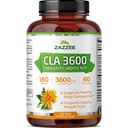 Zazzee High Potency CLA 3600, 180 Softgels, 3600 mg per Serving, Acido Linoleico Congiunto da Olio di Safflower, Concentrato e Standardizzato, Alimentazione 60 giorni, Non OGM e Made in USA