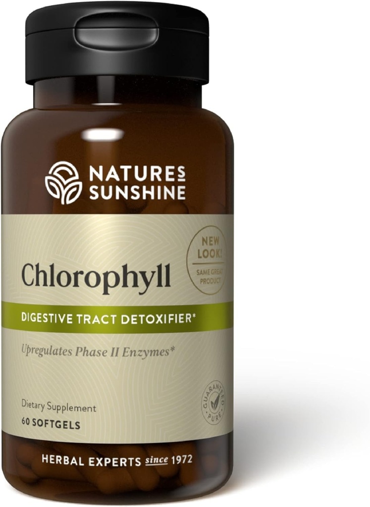 Clorofilla Sunshine della natura, 60 capsule Softgel: Digestione di supporto, Immunità e disintossicazione con benefici deodoranti interni. Easy-to-Swallow capsule Promuovi il benessere generale & energia