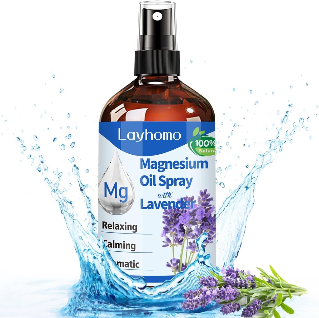 Spruzzo di olio di magnesio per il sonno,Pure Magnesio per i piedi,Soothing Muscoli di Sore & Relaxing,Pain,Ultra Concentrazione con Lavanda-200ML