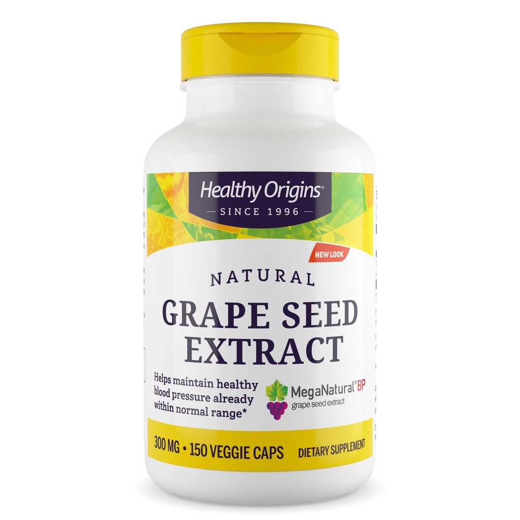 Estratto di semi d'uva sano 300 mg (MegaNatural BP, Non OGM, California-Grown, senza glutine, Supporta la pressione sanguigna sana), 150 Caps Veggie