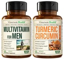 Vimerson Salute Uomo Multivitaminico + Curcumina Turmerica con Pepe Nero Estratto Bundle. Supporto congiunto e Immune, Discomfort Relief, Proprietà Antiossidanti per Lui