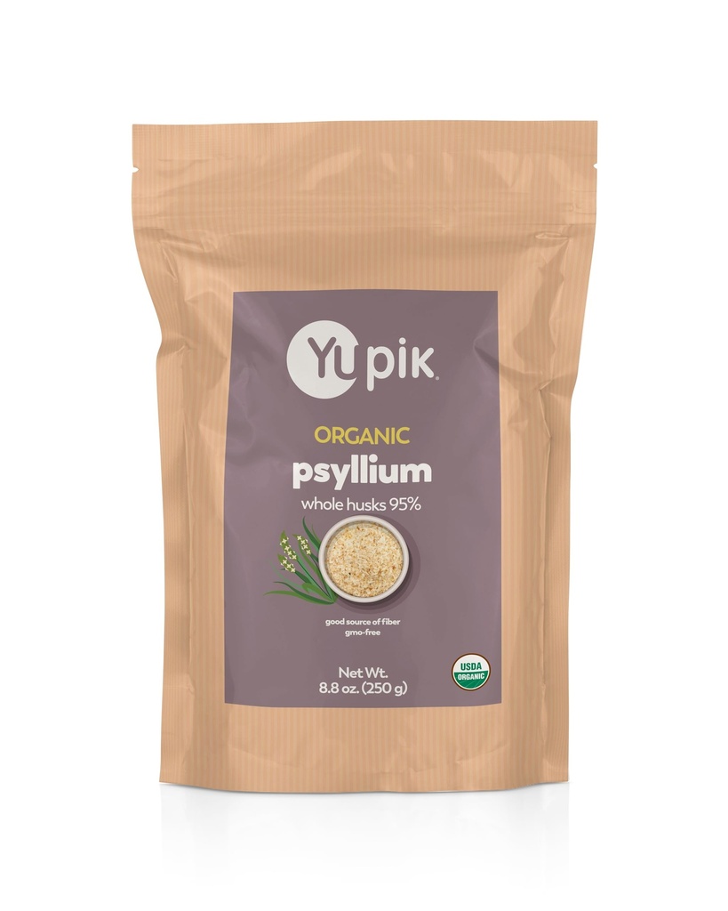Yupik Organic Whole Husk Psyllium 8.8 Oz, 95% Purezza, Fibra Solubile, Certificato USDA, Non OGM, Kosher, Senza Glutine, Senza Zucchero e Senza Grasso, Non aromatizzato, Basato su piante, Ideale per Oatmeal & Cereal