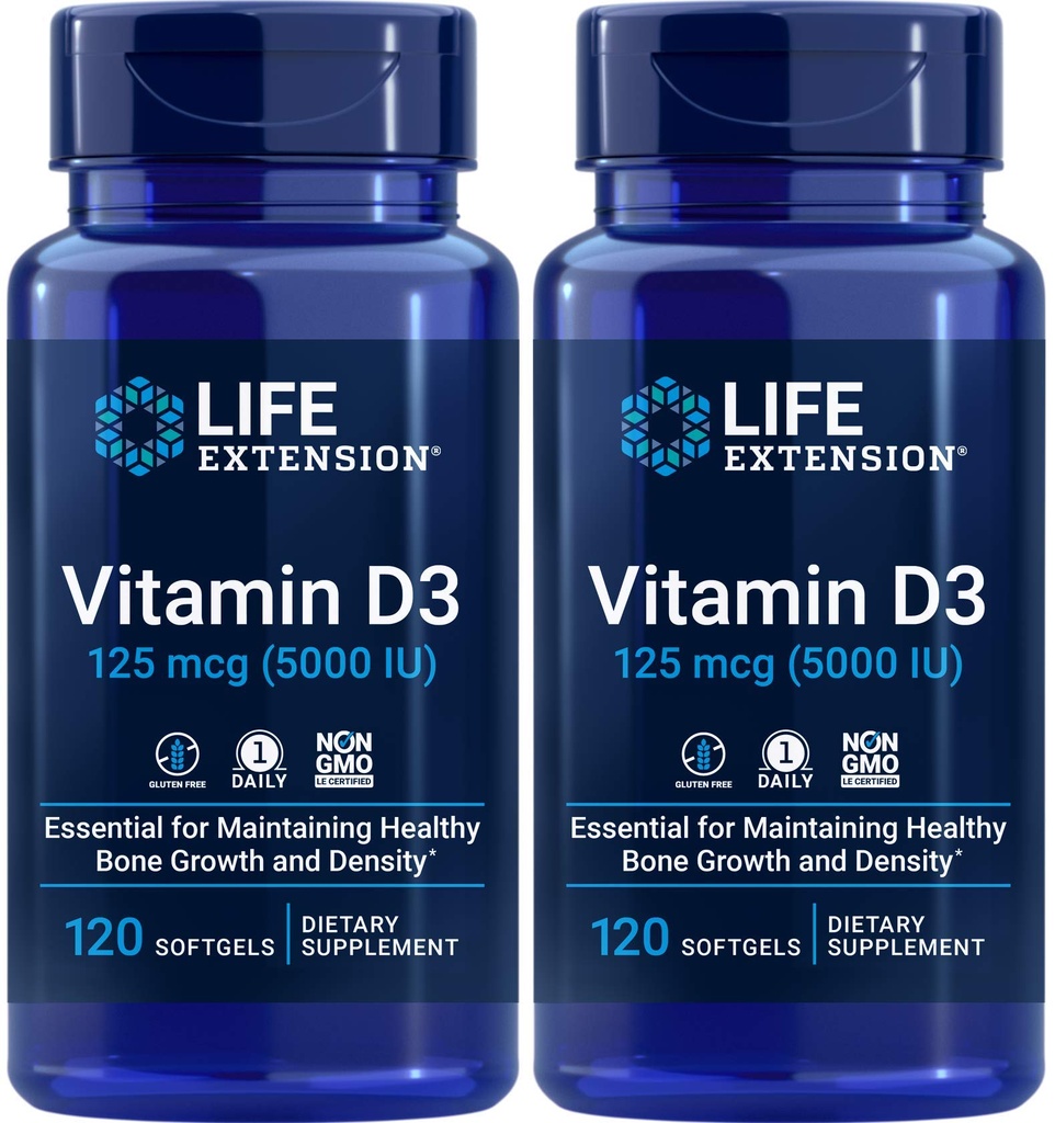 Vitamina D3 5000 IU, 120 Softgels (Pacchetto di 2)