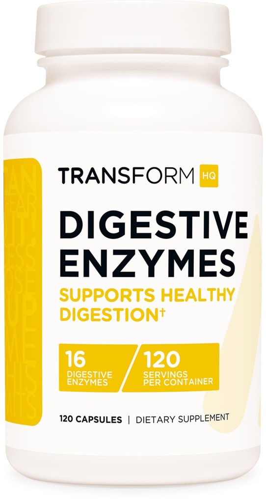 Integratore di enzimi digestivi TransformHQ (120 capsule) - 16 enzimi, supporto digestione sana